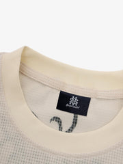 Retro Letter Print Waffle Simplicity Long-sleeved T-shirt