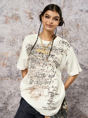 Graffiti Letter Print Oversized T-Shirt - 2417