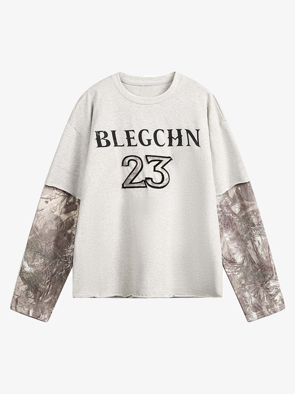 Faux Two-Piece Print Long-Sleeve T-shirt