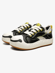 Fun Big Toe Leather Spliced Sneakers