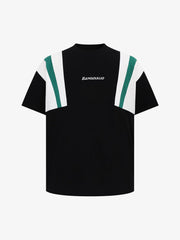 Retro Contrast Color Stitching Embroidered Letter T-shirt