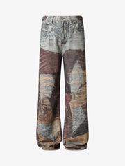 Thesupermade High Street Distressed Washed Printed Jeans - 2246