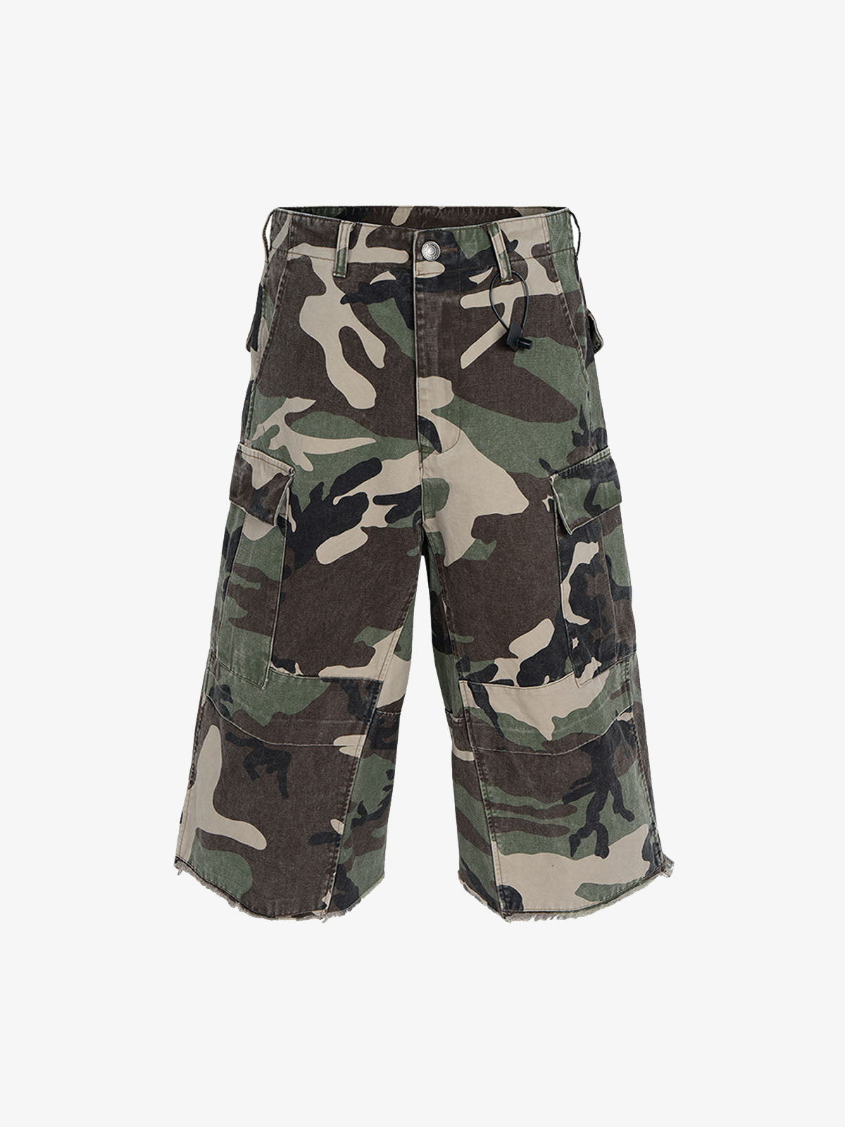Retro Camouflage Whisker Raw Edge Cropped Shorts