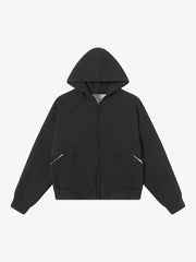Retro Plaid Lining Zip Up Hooded Sweatshirt