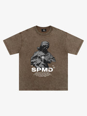 Original Virgin Mary Sculpture Star Print T-Shirt