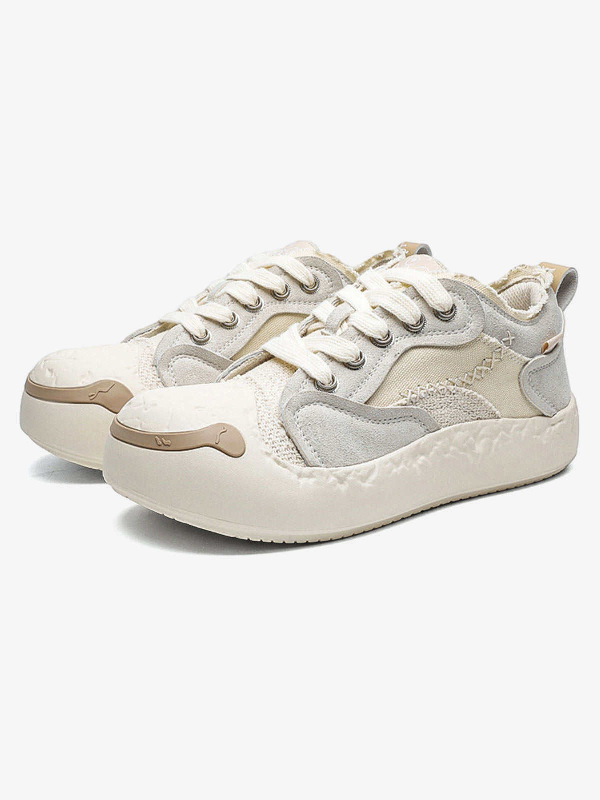 Fun Big Toe Leather Spliced Sneakers