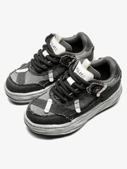 Distressed Deconstructed Split Whisker Platform Sneakers
