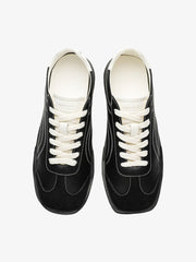 Classic Black Fluid Lines Leather Sneakers