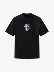 Heavy Cotton Washed Cross Shield Print T-shirt