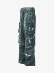 Thesupermade Gradient Dip Dye Wash Multi-Pocket Cargo Jeans - 2276