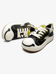 Fun Big Toe Leather Spliced Sneakers
