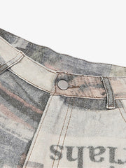 Graffiti Newspaper Baggy Jeans - 2404