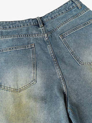 Washed Distressed Spray-Painted Ripped Jorts