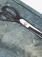 Retro Scissors Print Cropped Denim Shorts