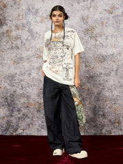 Graffiti Letter Print Oversized T-Shirt - 2417