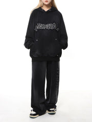 Wasteland Washed Patched Embroidered Hoodie Set